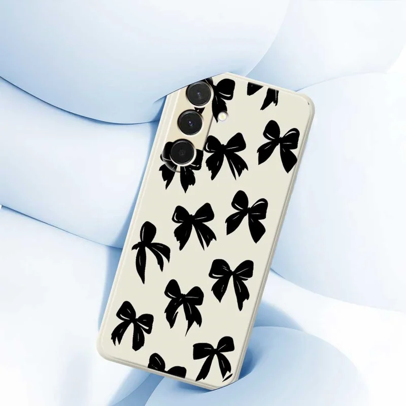 For Samsung Galaxy A36 5G Case Black Bow Pattern Printing Straight Edge TPU Phone Back Cover - Black