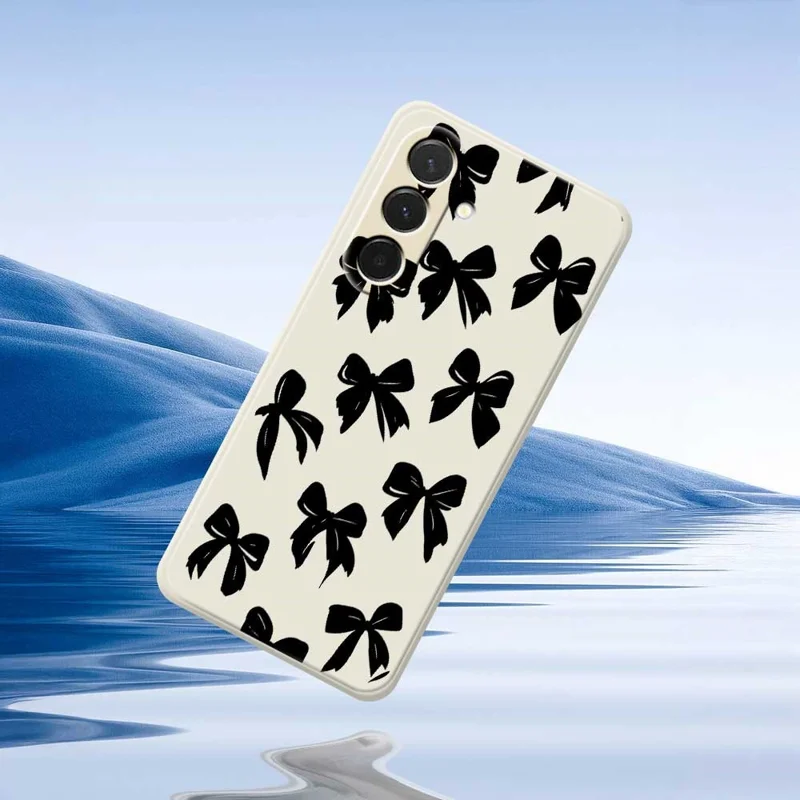 For Samsung Galaxy A36 5G Case Black Bow Pattern Printing Straight Edge TPU Phone Back Cover - Black