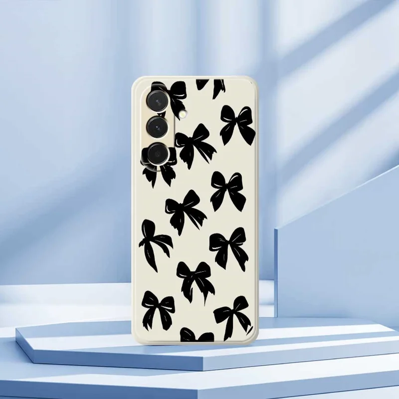 For Samsung Galaxy A36 5G Case Black Bow Pattern Printing Straight Edge TPU Phone Back Cover - Black