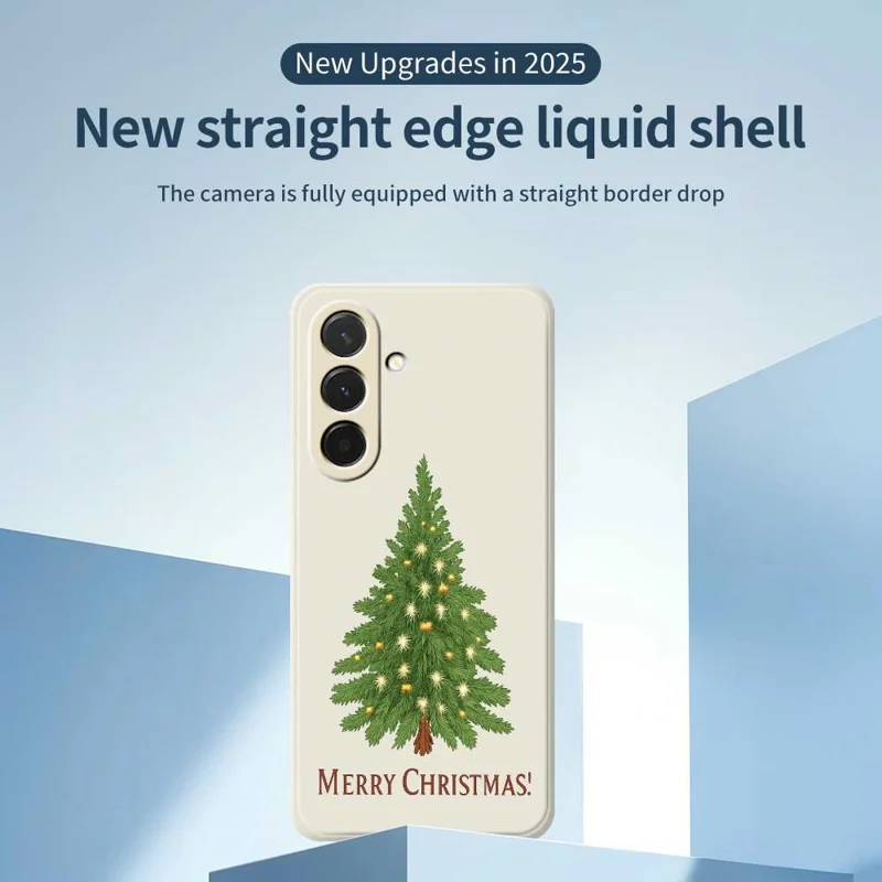 For Samsung Galaxy A36 5G Case Christmas Tree Pattern Printing Straight Edge TPU Phone Back Cover - Beige