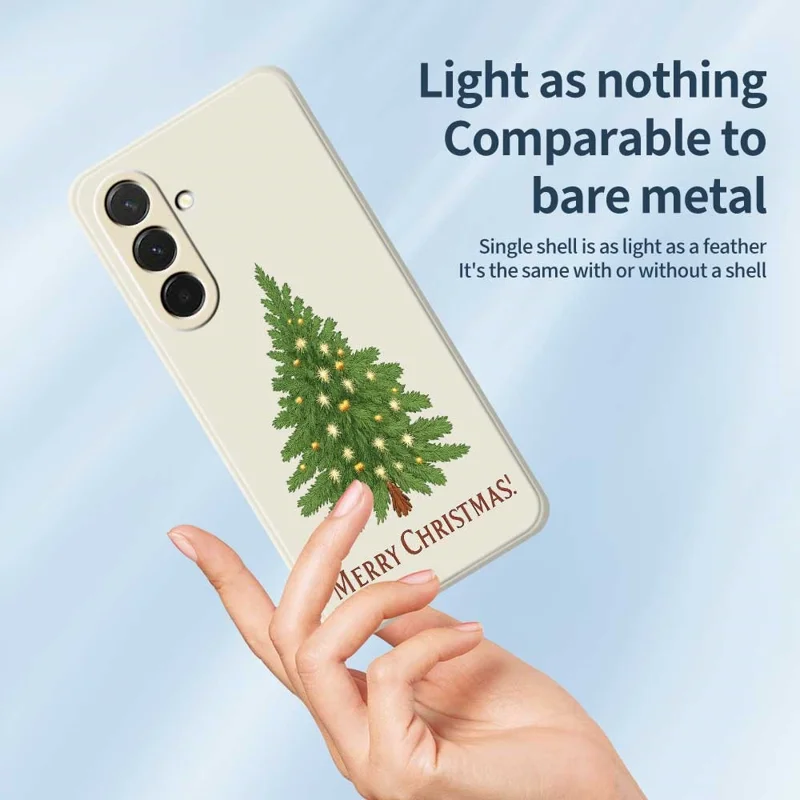 For Samsung Galaxy A36 5G Case Christmas Tree Pattern Printing Straight Edge TPU Phone Back Cover - Beige