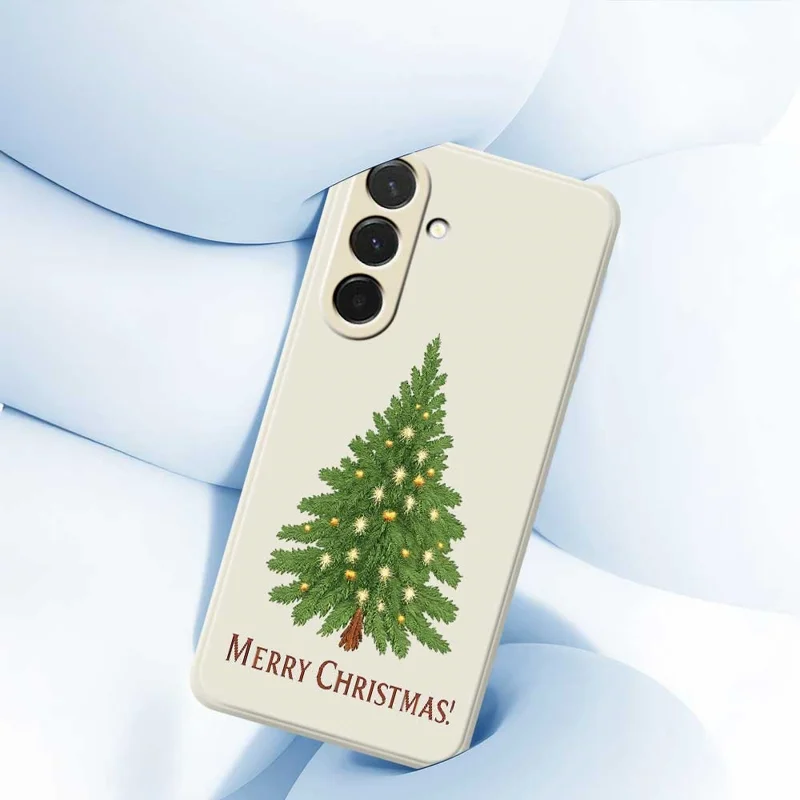 For Samsung Galaxy A36 5G Case Christmas Tree Pattern Printing Straight Edge TPU Phone Back Cover - Beige