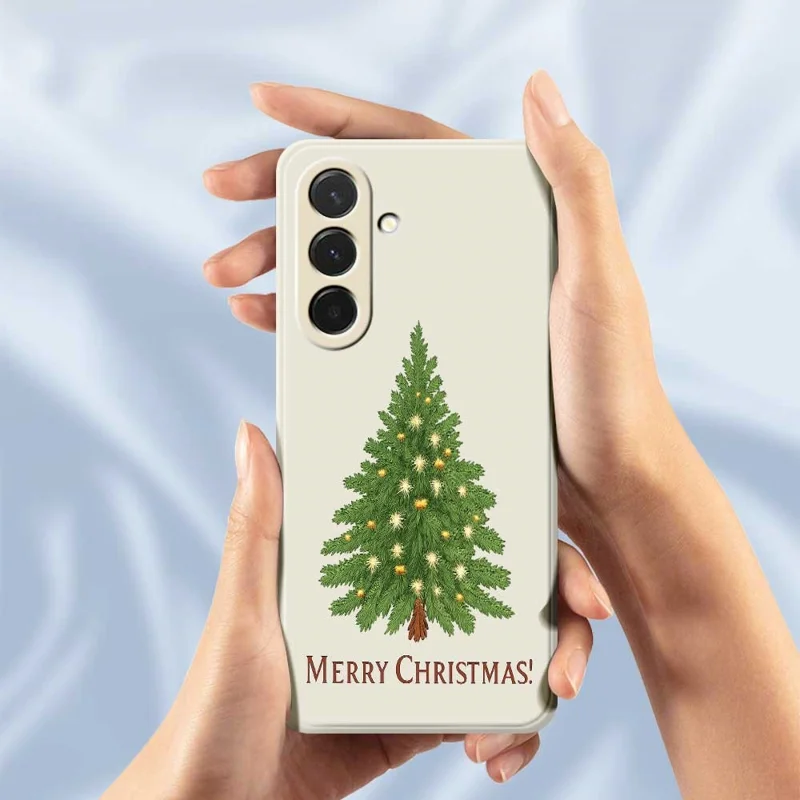 For Samsung Galaxy A36 5G Case Christmas Tree Pattern Printing Straight Edge TPU Phone Back Cover - Beige