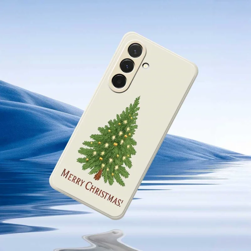 For Samsung Galaxy A36 5G Case Christmas Tree Pattern Printing Straight Edge TPU Phone Back Cover - Beige