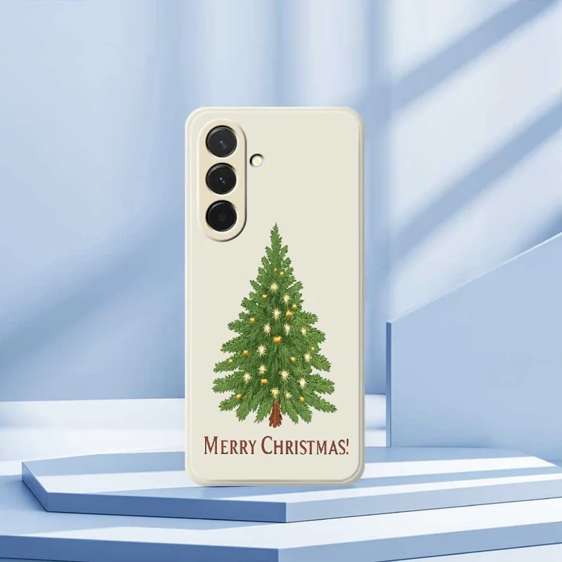 For Samsung Galaxy A36 5G Case Christmas Tree Pattern Printing Straight Edge TPU Phone Back Cover - Beige