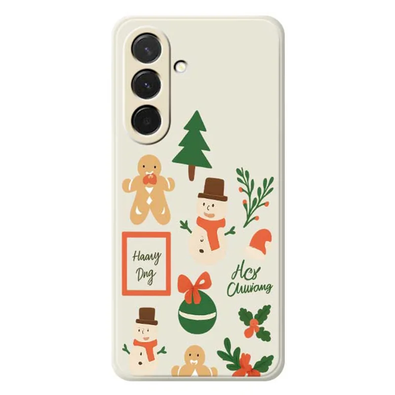 Étui pour Samsung Galaxy A36 5G Motif Bonhomme de Neige de Noël Impression Bords Droits Coque Arrière TPU - Beige