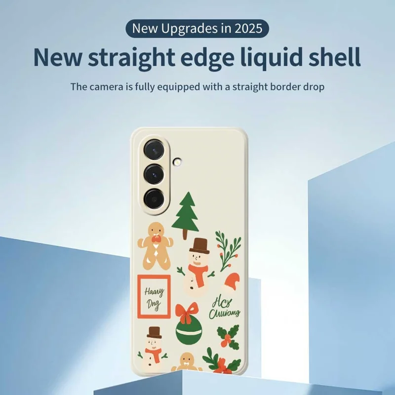 Étui pour Samsung Galaxy A36 5G Motif Bonhomme de Neige de Noël Impression Bords Droits Coque Arrière TPU - Beige