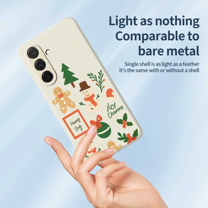 Étui pour Samsung Galaxy A36 5G Motif Bonhomme de Neige de Noël Impression Bords Droits Coque Arrière TPU - Beige