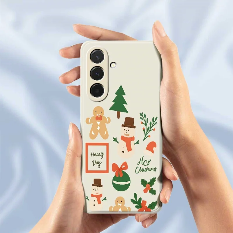 Étui pour Samsung Galaxy A36 5G Motif Bonhomme de Neige de Noël Impression Bords Droits Coque Arrière TPU - Beige