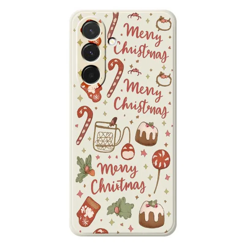 Cover per Samsung Galaxy A36 5G Custodia Natale Allegro con Stampa a Bordi Diritti in TPU - Beige
