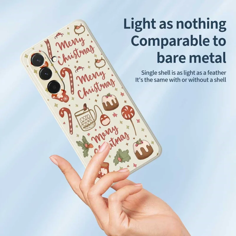 Cover per Samsung Galaxy A36 5G Custodia Natale Allegro con Stampa a Bordi Diritti in TPU - Beige