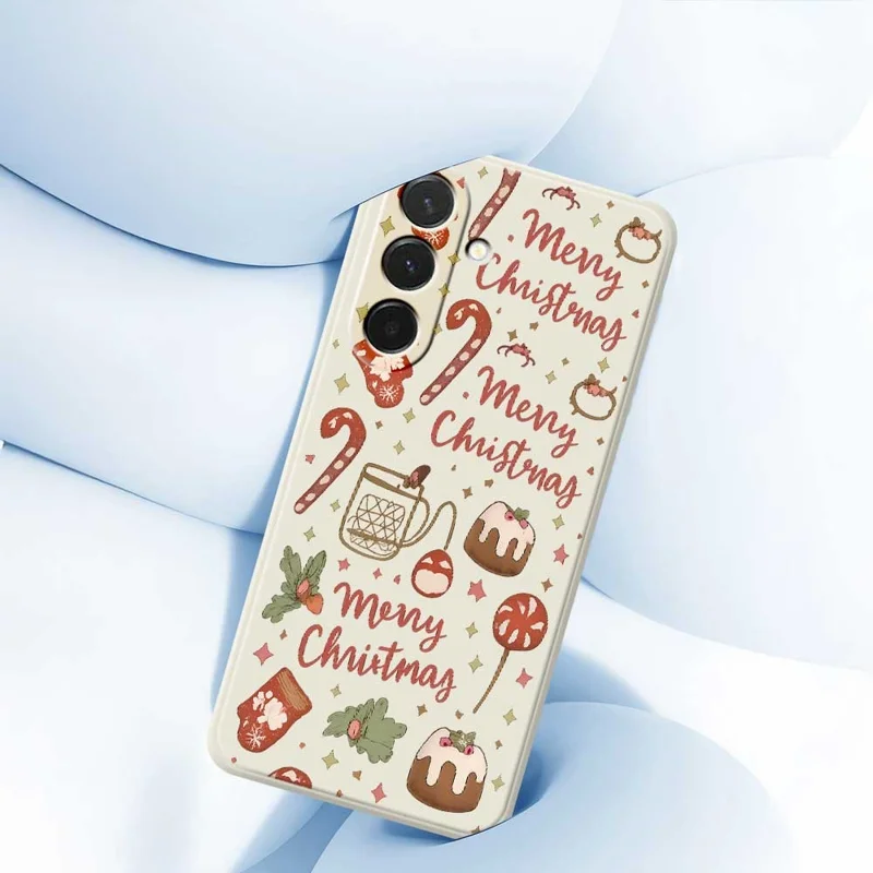 Cover per Samsung Galaxy A36 5G Custodia Natale Allegro con Stampa a Bordi Diritti in TPU - Beige