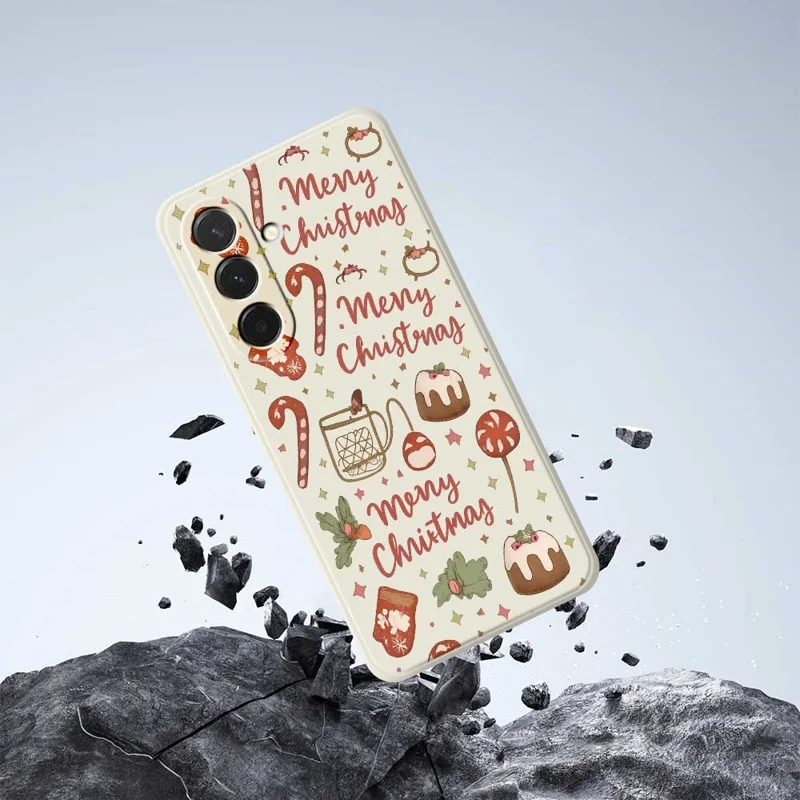 Cover per Samsung Galaxy A36 5G Custodia Natale Allegro con Stampa a Bordi Diritti in TPU - Beige
