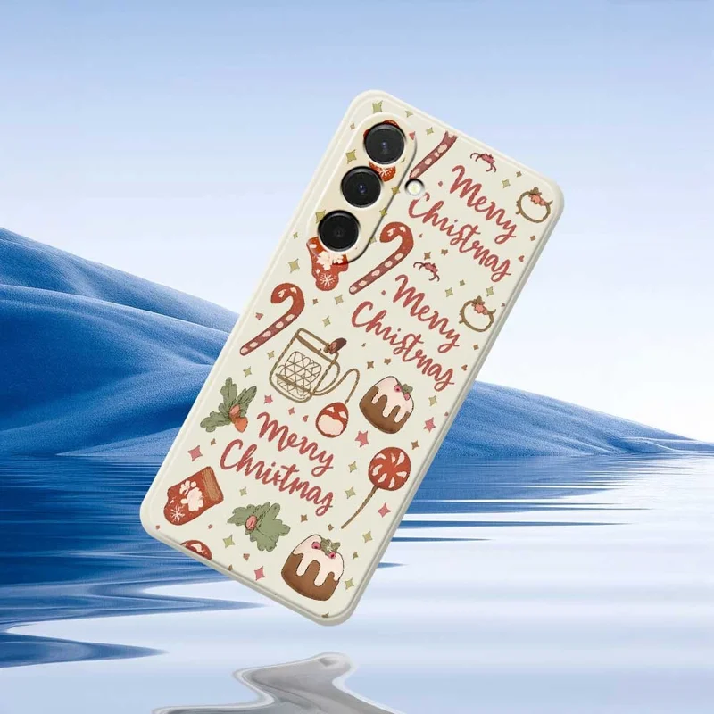Cover per Samsung Galaxy A36 5G Custodia Natale Allegro con Stampa a Bordi Diritti in TPU - Beige