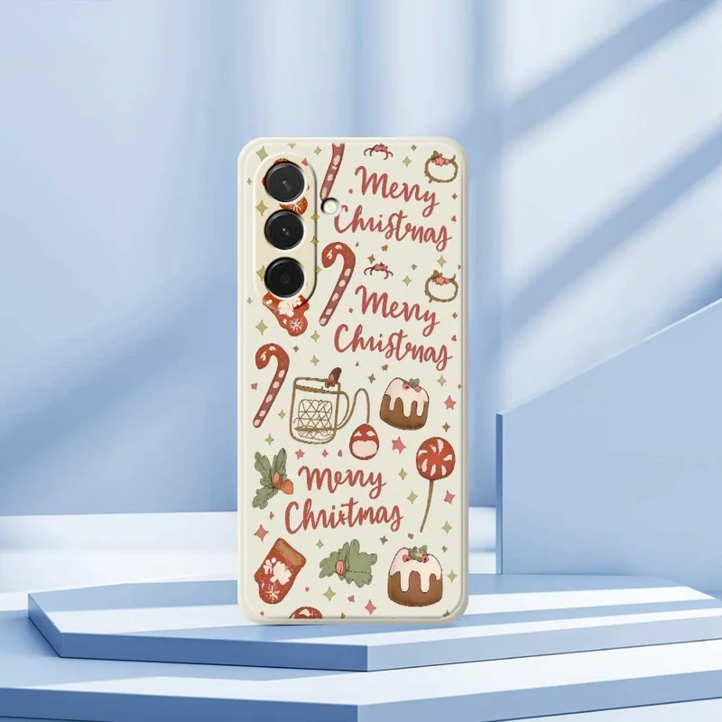 Cover per Samsung Galaxy A36 5G Custodia Natale Allegro con Stampa a Bordi Diritti in TPU - Beige