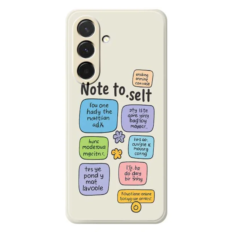 Étui pour Samsung Galaxy A36 5G Couverture arrière de téléphone en TPU à bords droits avec impression de motif de notes autocollantes colorées - Beige