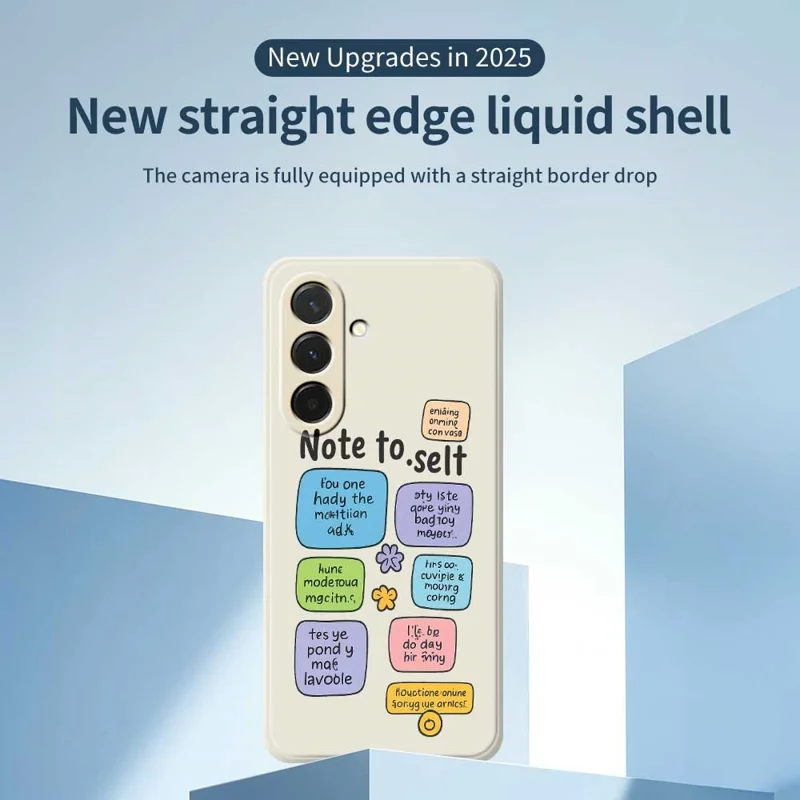 Étui pour Samsung Galaxy A36 5G Couverture arrière de téléphone en TPU à bords droits avec impression de motif de notes autocollantes colorées - Beige