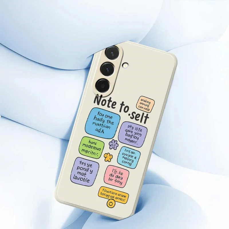 Étui pour Samsung Galaxy A36 5G Couverture arrière de téléphone en TPU à bords droits avec impression de motif de notes autocollantes colorées - Beige