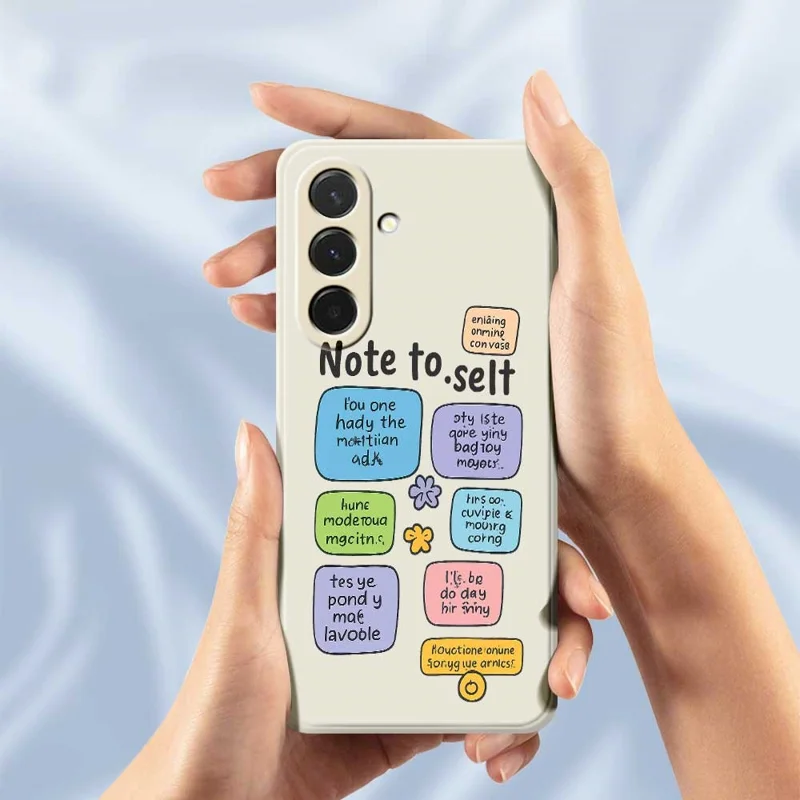 Étui pour Samsung Galaxy A36 5G Couverture arrière de téléphone en TPU à bords droits avec impression de motif de notes autocollantes colorées - Beige