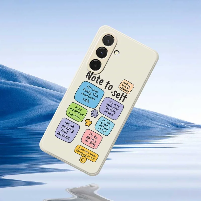 Étui pour Samsung Galaxy A36 5G Couverture arrière de téléphone en TPU à bords droits avec impression de motif de notes autocollantes colorées - Beige