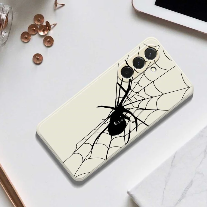 Cover per Samsung Galaxy A36 5G con Stampa a Ragnatela, Bordi Dritti, Cover Posteriore in TPU - Beige