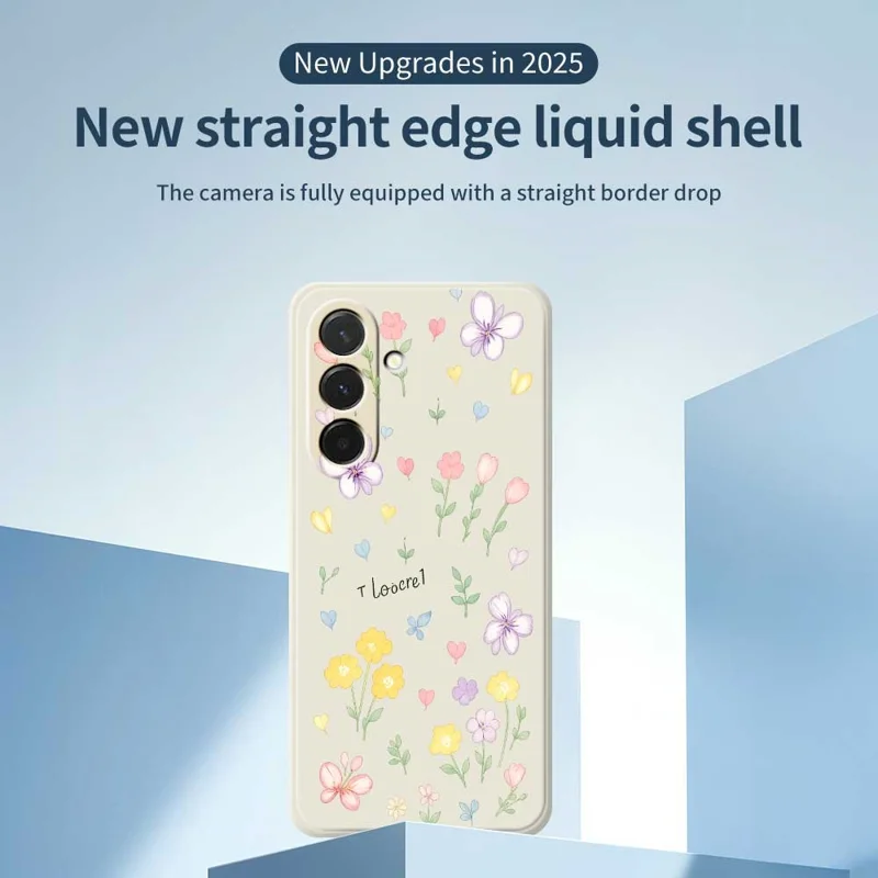 For Samsung Galaxy A36 5G Case Small Flowers Pattern Printing Straight Edge TPU Phone Back Cover - Black