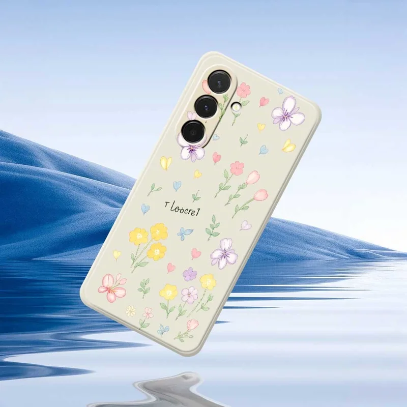 For Samsung Galaxy A36 5G Case Small Flowers Pattern Printing Straight Edge TPU Phone Back Cover - Black