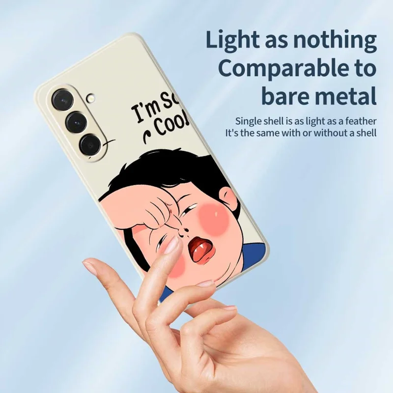 Étui pour Samsung Galaxy A36 5G Motif Visages Enfantins Impression Bord Droit TPU Coque Arrière de Téléphone - Beige