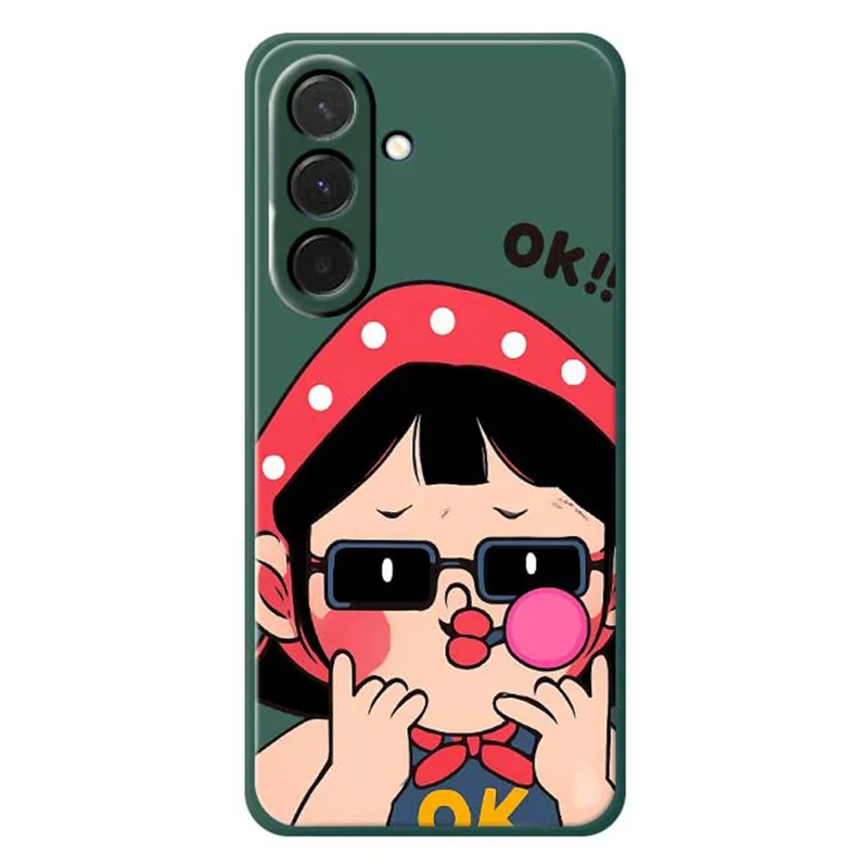 For Samsung Galaxy A36 5G Case Cute Kid Pattern Printing Straight Edge TPU Phone Back Cover - Green