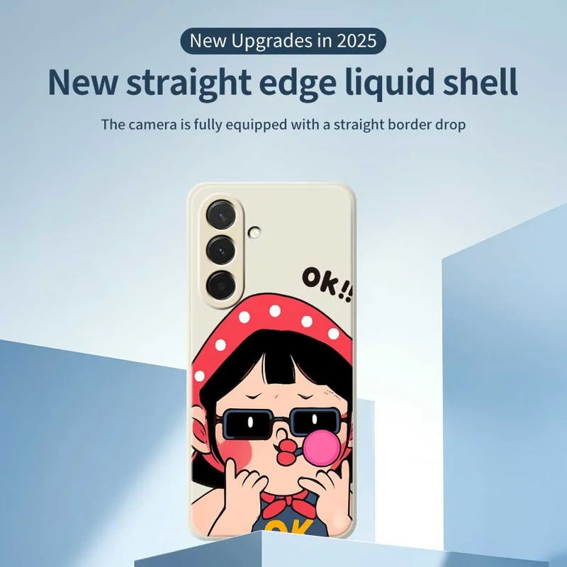 For Samsung Galaxy A36 5G Case Cute Kid Pattern Printing Straight Edge TPU Phone Back Cover - Green