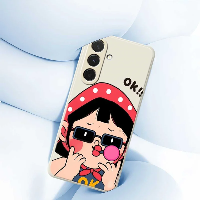 For Samsung Galaxy A36 5G Case Cute Kid Pattern Printing Straight Edge TPU Phone Back Cover - Green