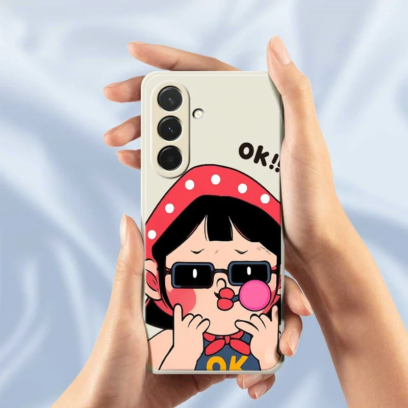 For Samsung Galaxy A36 5G Case Cute Kid Pattern Printing Straight Edge TPU Phone Back Cover - Green