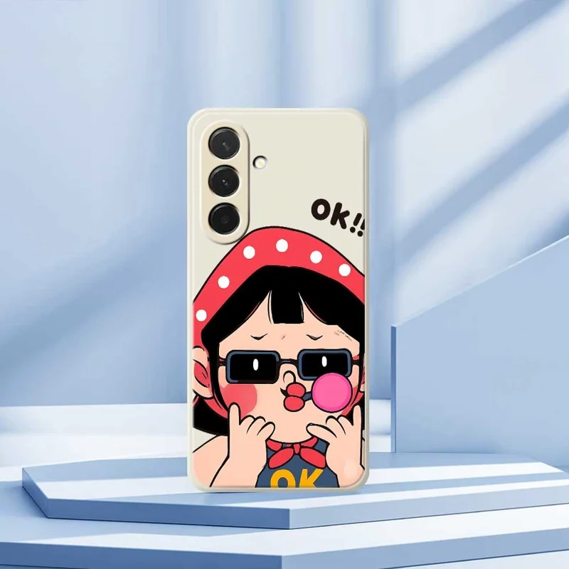 For Samsung Galaxy A36 5G Case Cute Kid Pattern Printing Straight Edge TPU Phone Back Cover - Green