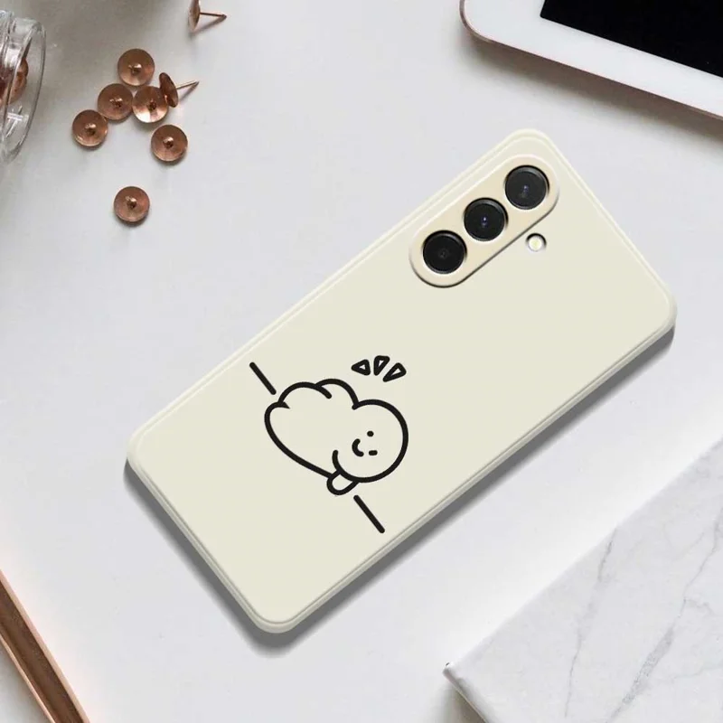For Samsung Galaxy A36 5G Case Stick Figure Pattern Printing Straight Edge TPU Phone Back Cover - Beige