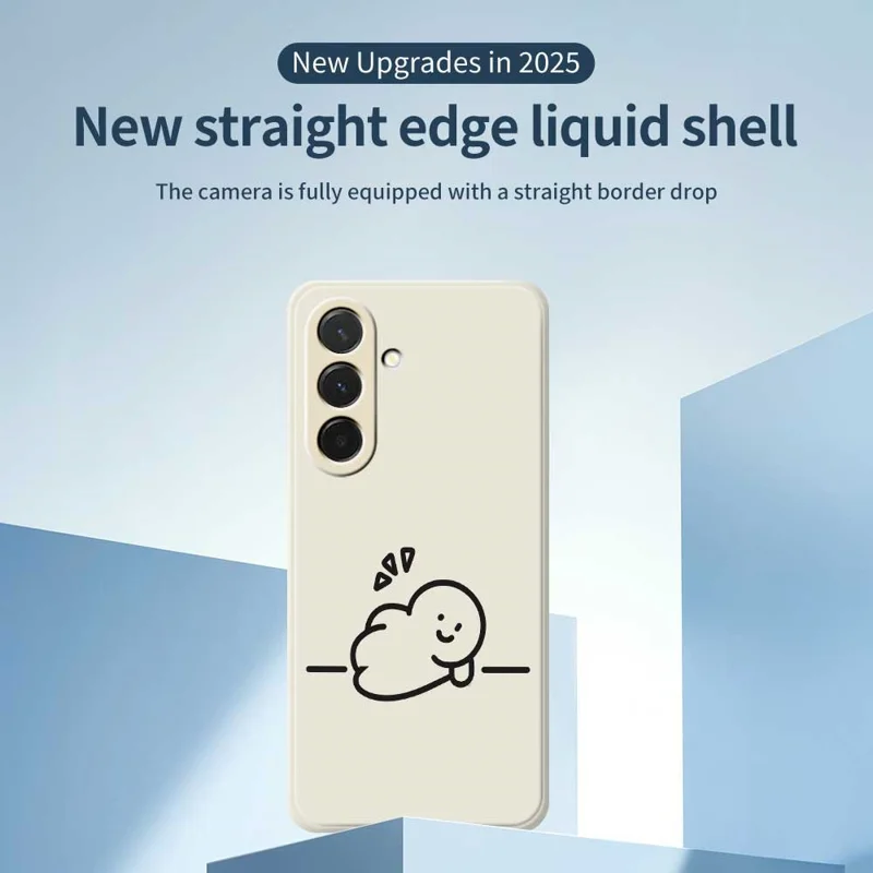 For Samsung Galaxy A36 5G Case Stick Figure Pattern Printing Straight Edge TPU Phone Back Cover - Beige