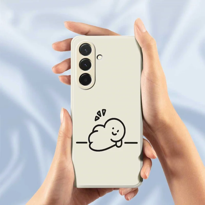 For Samsung Galaxy A36 5G Case Stick Figure Pattern Printing Straight Edge TPU Phone Back Cover - Beige