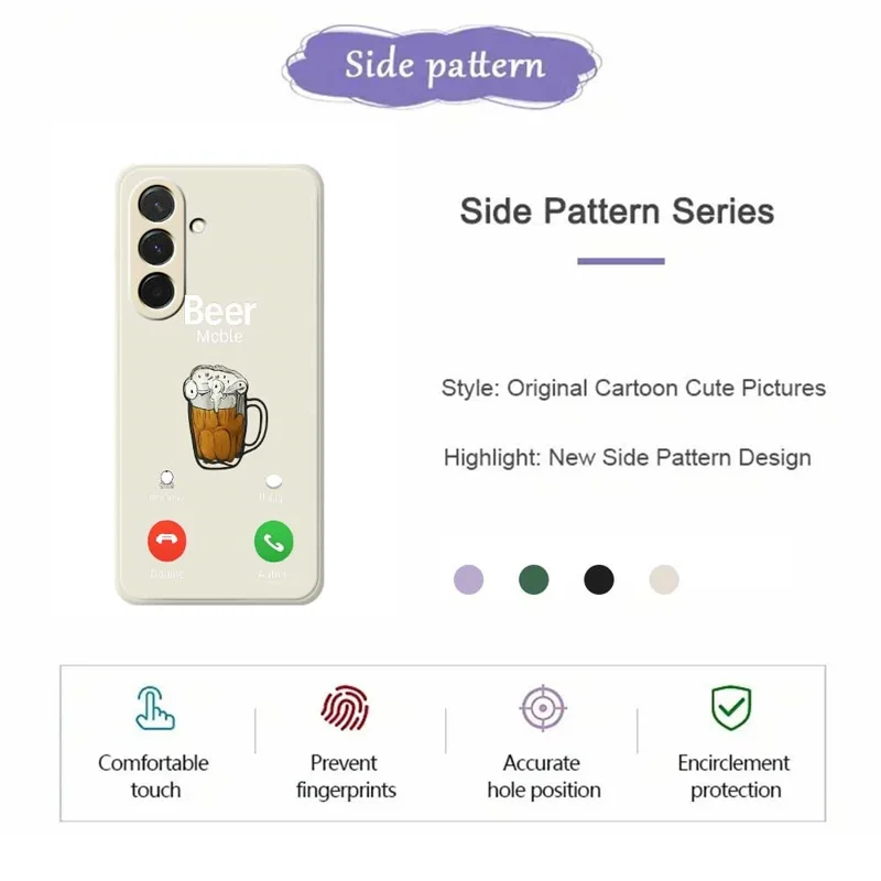Capa para Samsung Galaxy A36 5G com Estampa de Cerveja, Borda Reta, Capa Traseira de TPU - Bege