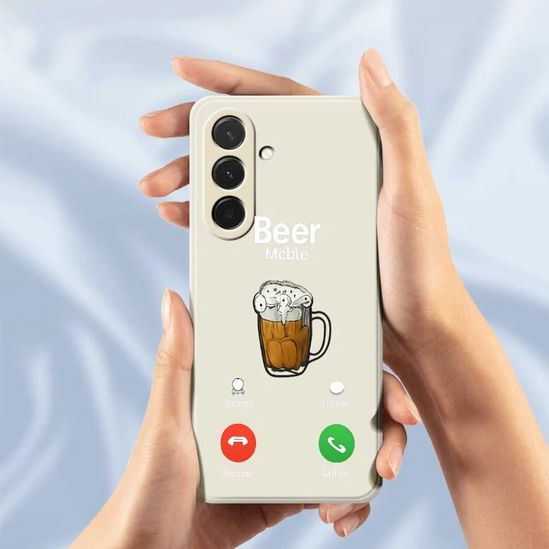 Capa para Samsung Galaxy A36 5G com Estampa de Cerveja, Borda Reta, Capa Traseira de TPU - Bege