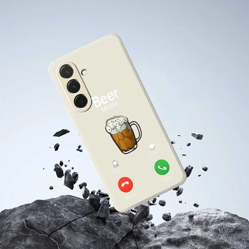 Capa para Samsung Galaxy A36 5G com Estampa de Cerveja, Borda Reta, Capa Traseira de TPU - Bege