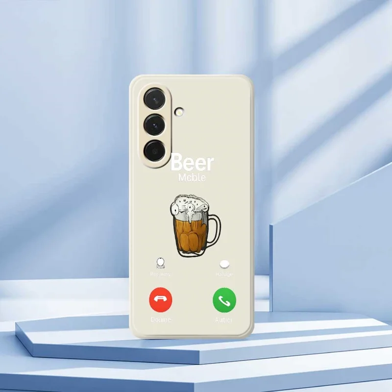 Capa para Samsung Galaxy A36 5G com Estampa de Cerveja, Borda Reta, Capa Traseira de TPU - Bege