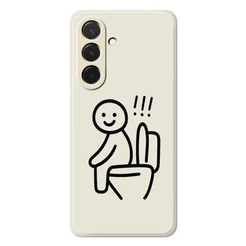 Étui pour Samsung Galaxy A36 5G Motif Stickman Toilette Impression Bords Droits Coque Arrière TPU - Beige