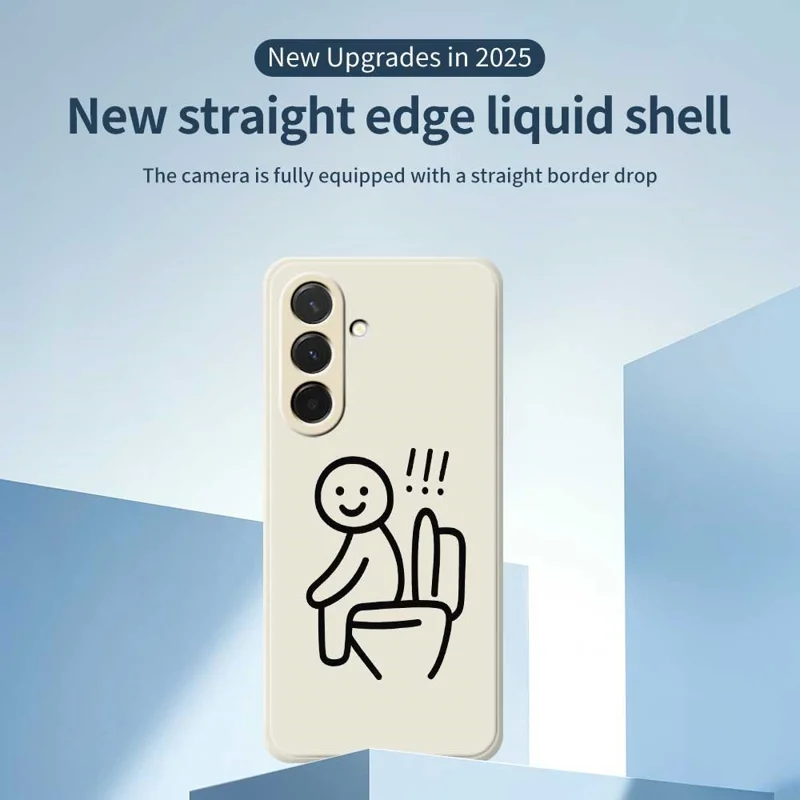Étui pour Samsung Galaxy A36 5G Motif Stickman Toilette Impression Bords Droits Coque Arrière TPU - Beige