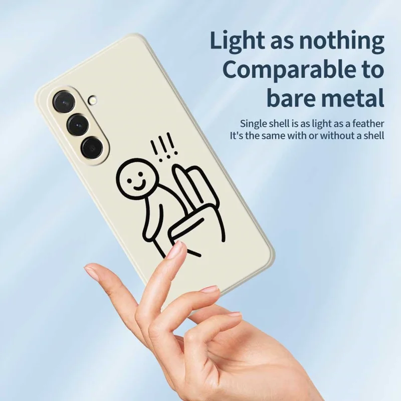Étui pour Samsung Galaxy A36 5G Motif Stickman Toilette Impression Bords Droits Coque Arrière TPU - Beige