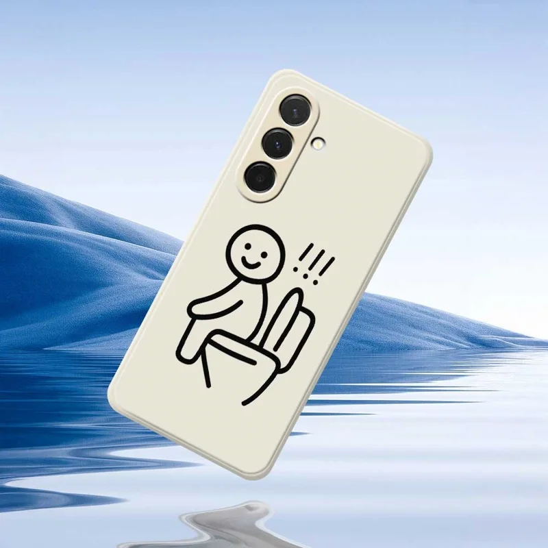 Étui pour Samsung Galaxy A36 5G Motif Stickman Toilette Impression Bords Droits Coque Arrière TPU - Beige