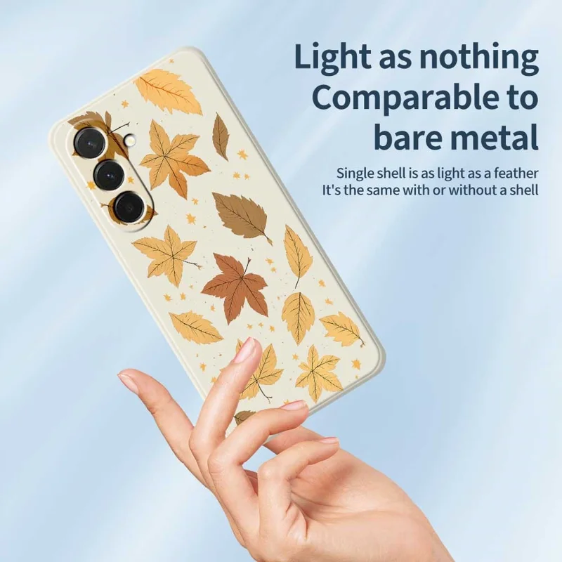 Cover per Samsung Galaxy A36 5G con Stampa di Foglie d'Acero, Bordi Dritti, Cover Posteriore in TPU - Beige