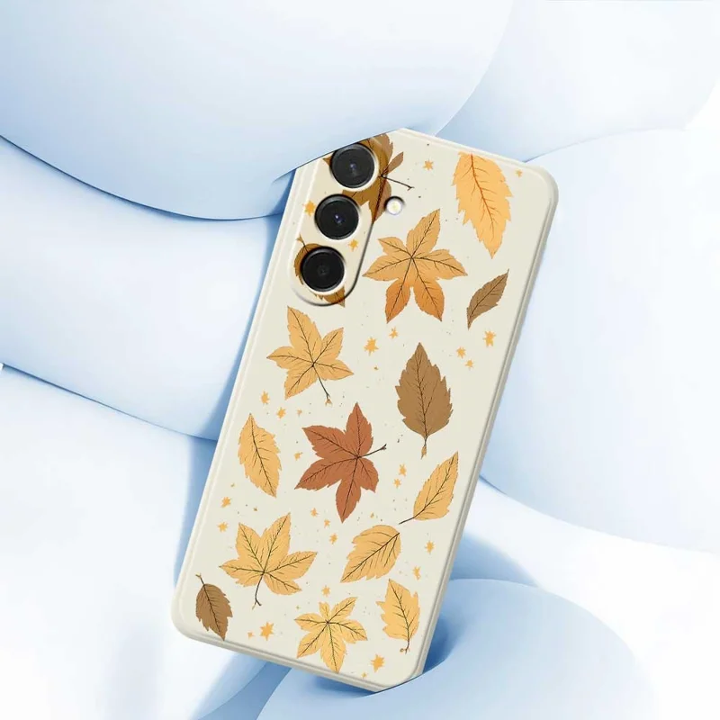 Cover per Samsung Galaxy A36 5G con Stampa di Foglie d'Acero, Bordi Dritti, Cover Posteriore in TPU - Beige