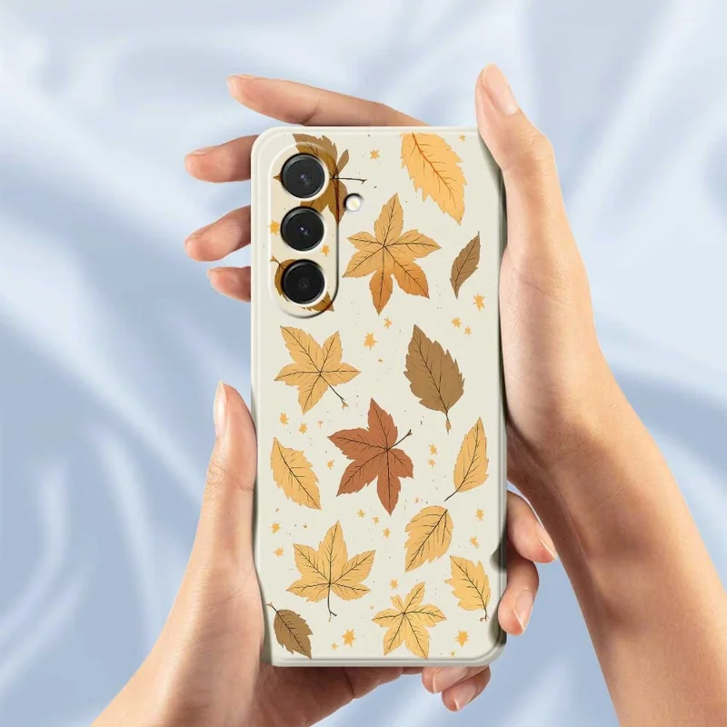 Cover per Samsung Galaxy A36 5G con Stampa di Foglie d'Acero, Bordi Dritti, Cover Posteriore in TPU - Beige
