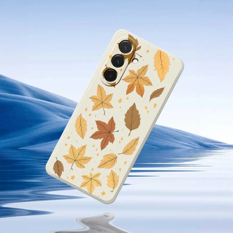 Cover per Samsung Galaxy A36 5G con Stampa di Foglie d'Acero, Bordi Dritti, Cover Posteriore in TPU - Beige