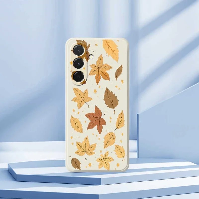 Cover per Samsung Galaxy A36 5G con Stampa di Foglie d'Acero, Bordi Dritti, Cover Posteriore in TPU - Beige