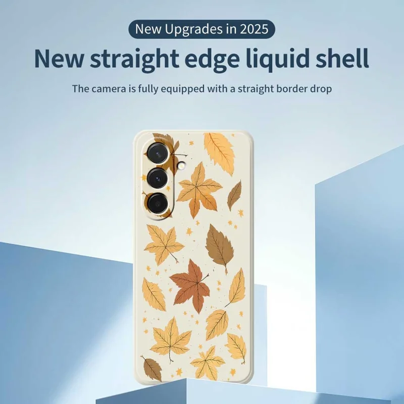 For Samsung Galaxy A36 5G Case Maple Leaves Pattern Printing Straight Edge TPU Phone Back Cover - Black